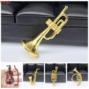 THEGIRL8B Mini Golden Trumpet Saxophone, Saxophone Mô Hình Thu Nhỏ Nhạc Cụ Nhựa, Đồ Chơi Trang Trí Nhà Di Động Nhà Búp Bê Nhựa Phụ Kiện Cảnh Nhạc Mini