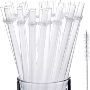 Maybest 10 Chiếc Ống Hút Nhựa Lấp Lánh Trắng 9 Inch Ống Hút Uống Cứng Có Thể Tái Sử Dụng Dài Cho Cốc Cốc Cốc Cốc {VN}