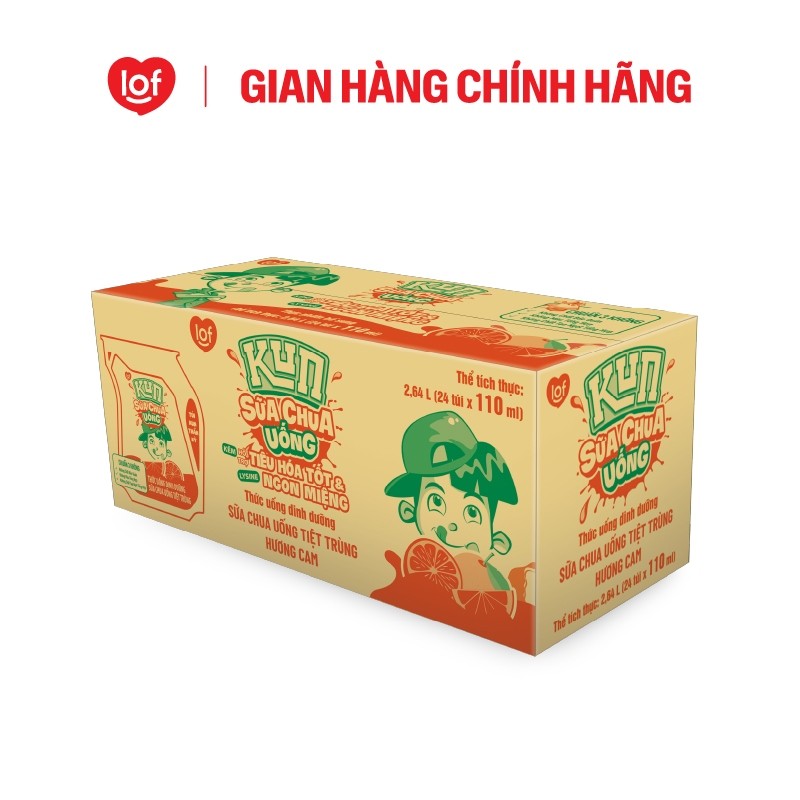 Sữa chua uống KUN vị cam thùng 24 túi x 110ml