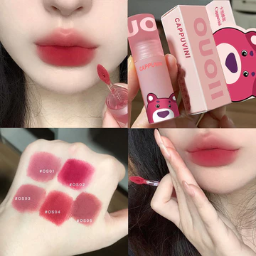 | 【his romand】 | ⚘Cappuvini Bộ Ba Mảnh Gấu Hồng Matte Lip Bùn Nhung Làm Trắng Sản Phẩm Trong Nước Môi Glaze Trang Điểm Son Bóng♕