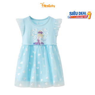 Đầm thun phối voan ngắn tay bé gái Rabity 950.124