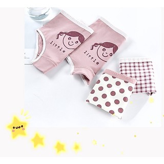 [T08] combo 3 quần chíp đùi, chíp tam giác cho bé gái, quần lót trẻ em Maruka Fashion chấm bi hồng cotton 6-44kg