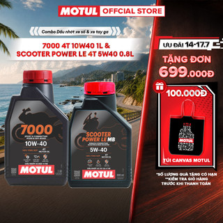 Combo Dầu nhớt xe máy MOTUL 7000 4T 10W40 1L và xe tay ga Scooter Power LE 4T 5W40 0.8L