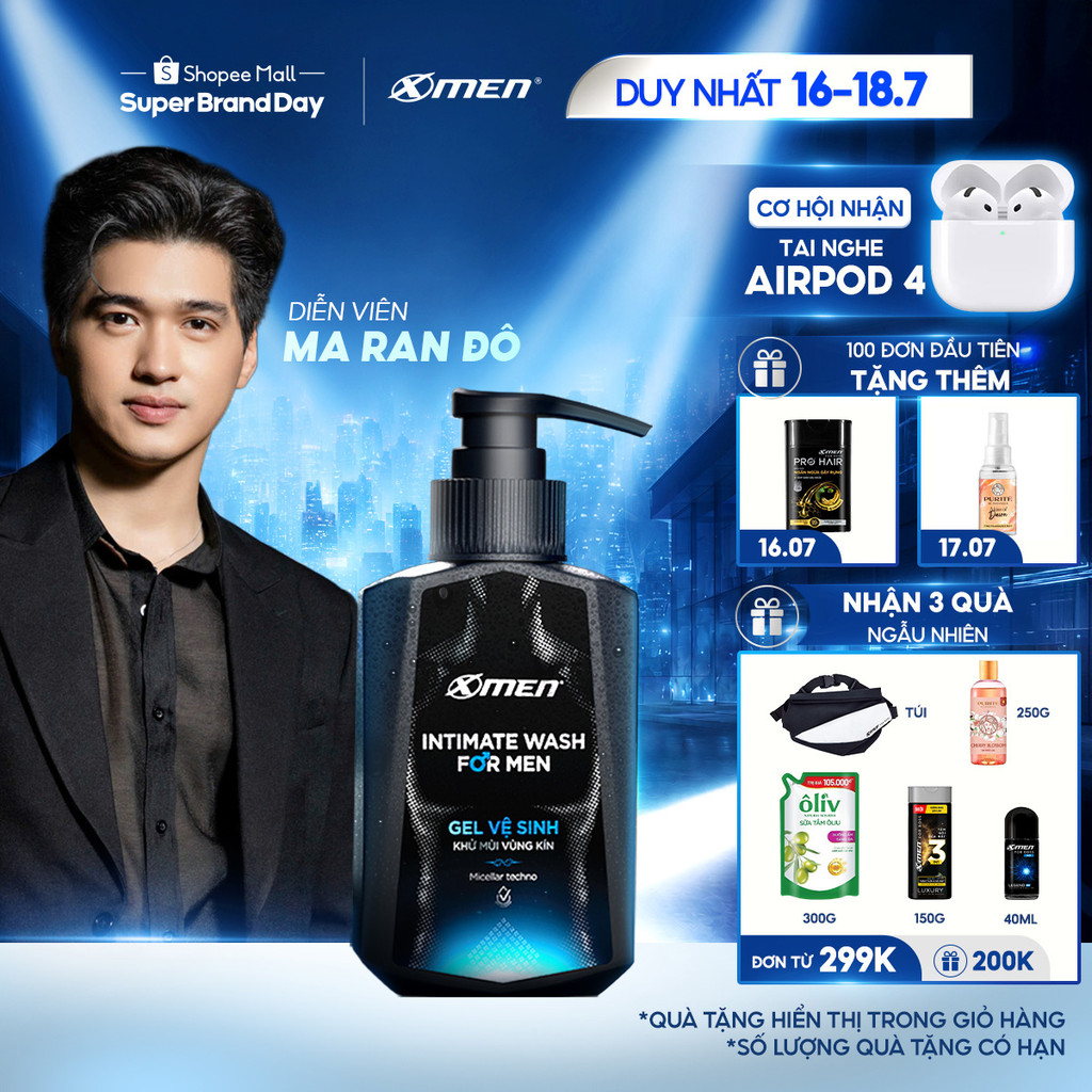 Gel vệ sinh nam giới Xmen 100ml - Intimate Wash for Men hương nước hoa Pháp sang trọng