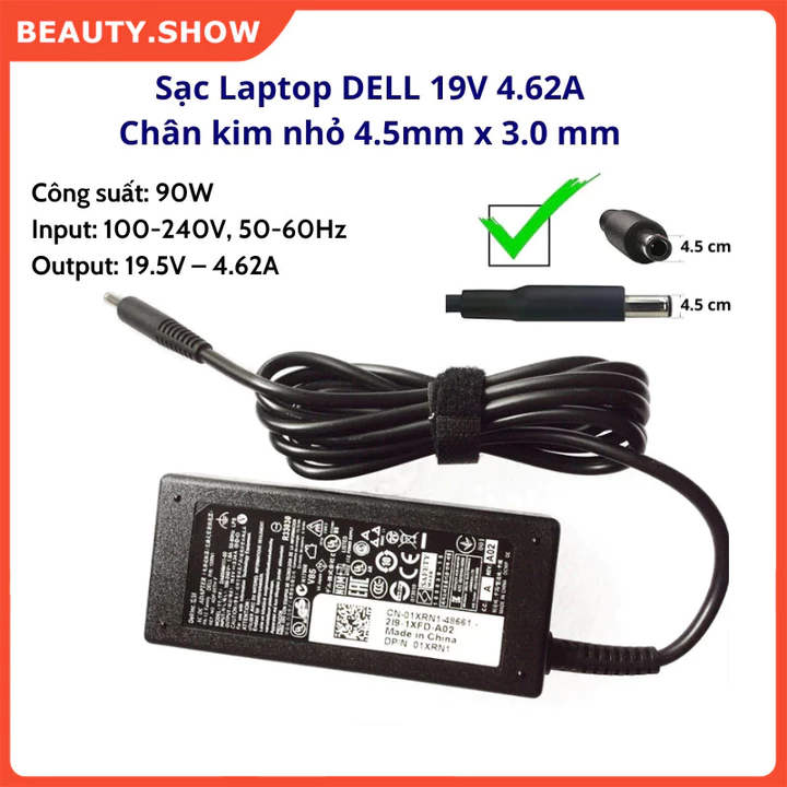 🥇FREESHIP🥇Sạc Laptop Dell 19.5V-3.34A 65W, Sạc Laptop Dell 4.62A/90W Sạc dell Zin - Sạc dell chân to / chân nhỏ