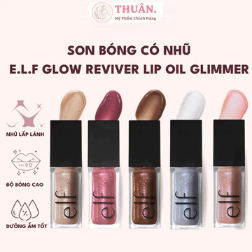 Son Bóng ELF Glow Reviver Dầu Dưỡng Môi Có Nhũ Căng Mọng Bóng Đẹp Lip Oil Plumping Glimmer