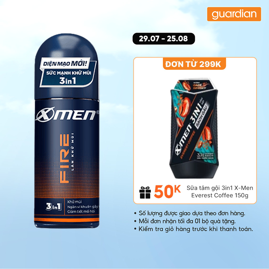 Lăn Khử Mùi X-men Fire Active Thơm Mạnh Mẽ 50ml