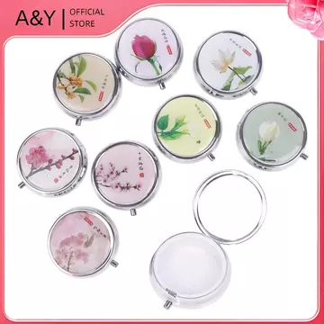Hộp đựng thuốc kim loại hoa A & Y Hộp đựng thuốc tròn bằng thép không gỉ Hộp đựng đựng Bộ chia thuốc.