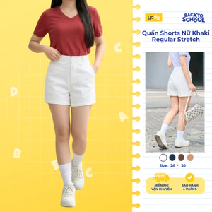 Quần Shorts Nữ Yody Khaki Regular Stretch TRA WCCS26A001