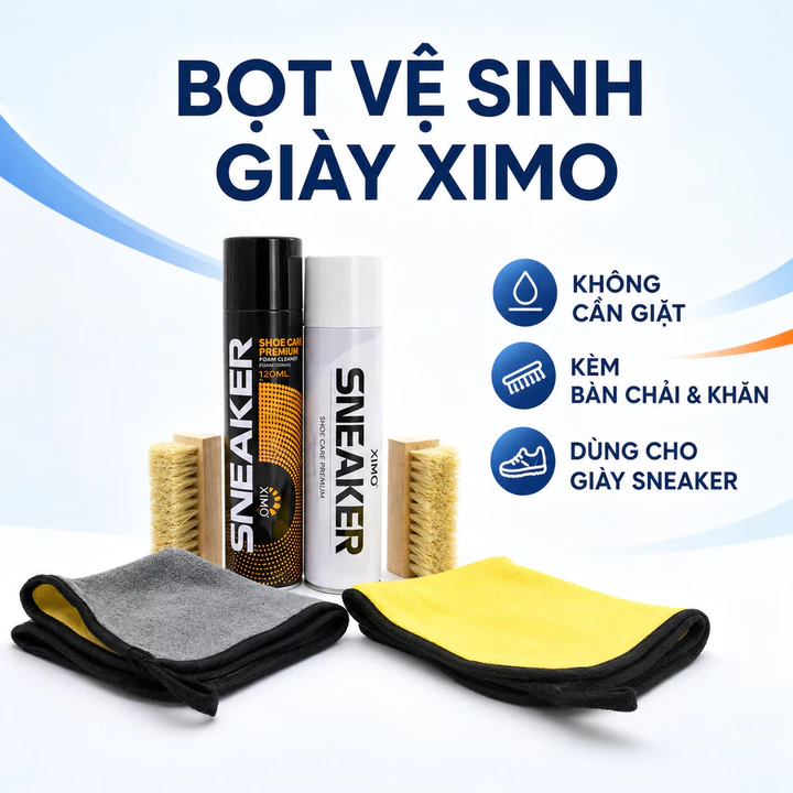 Chai Xịt Bọt Vệ Sinh Sạch Giày Sneaker Ximo Không Cần Giặt, Kèm Bàn Chải Và Khăn Lau