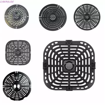 Chảo chiên không khí CYBERGLIDE, Thảm chiên không khí tròn chống dính, Chảo chiên chống dính Không phủ BPA Giỏ giòn màu đen Phụ kiện nồi chiên không khí
