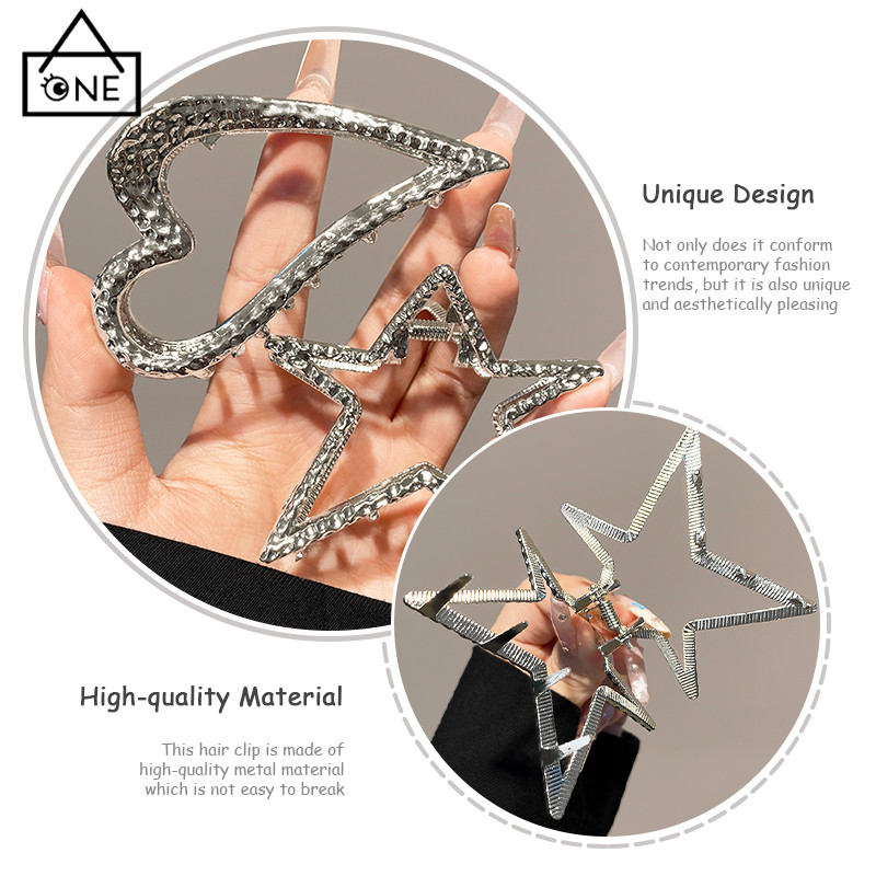 AONE Premium Sense Shark Clip Mùa Hè Đa Năng Tóc Trang Trí Pentagram Kim Loại Tóc Móng Vuốt Kẹp
