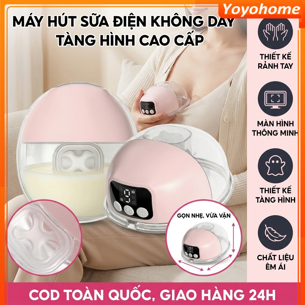 [🚚 Free shipping]Máy Hút Sữa Đơn Không Dây Bản Cao Cấp Máy Hút Sữa Rảnh Tay 12 Chế Độ Massage Hút Êm Ái
