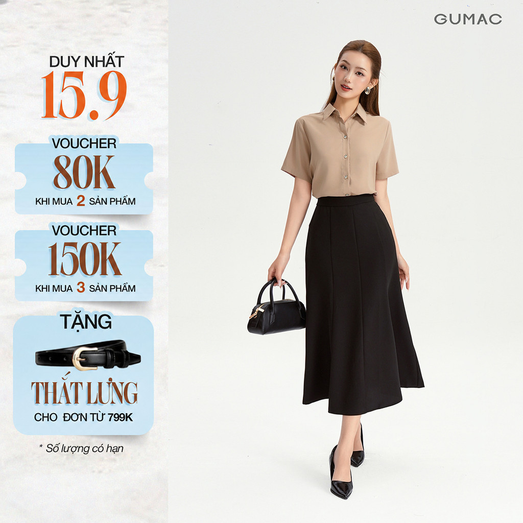 Chân Váy Đuôi Cá Nữ GUMAC Chân Váy Công Sở Dáng Dài Lưng Cao Xòe Nhẹ Nhàng LVF1014 - LVG0406