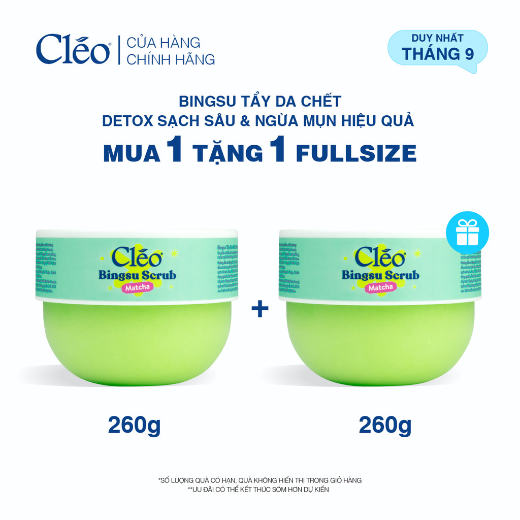 Bingsu Tẩy Tế Bào Chết Matcha Cleo Làm Sạch Sâu Lỗ Chân Lông, Ngừa Mụn Lưng 260g