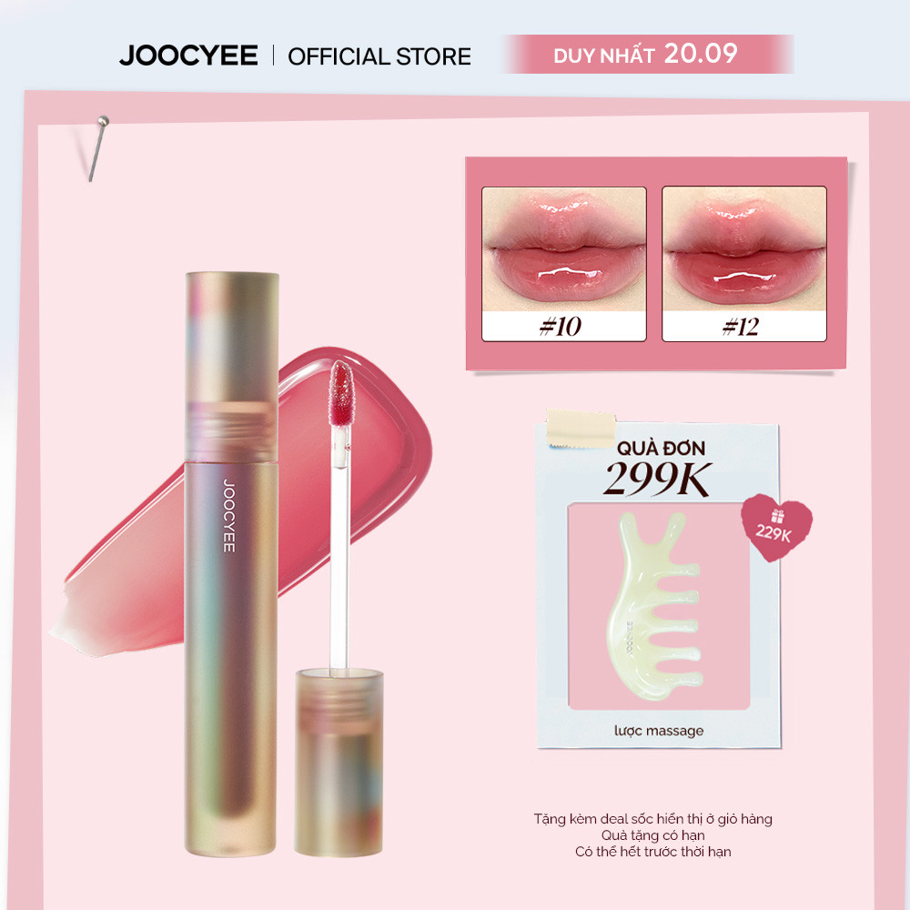 Son Bóng JOOCYEE Spiral Shell Glazed Dưỡng Ẩm Căng Bóng Mượt Môi Trong Suốt Lâu Trôi Che Phủ Rãnh Môi Tự Nhiên 3.5g