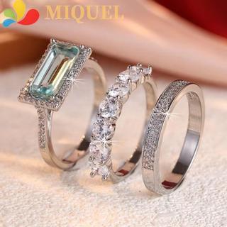 Nhẫn xếp chồng MIQUEL, Phong cách Châu Âu tỏa sáng Bộ nhẫn có thể xếp chồng lên nhau sáng sủa, Thủ công khảm tinh tế Hình chữ nhật lớn Phong cách hợp thời trang Nhẫn cầu hôn Dịp đính hôn