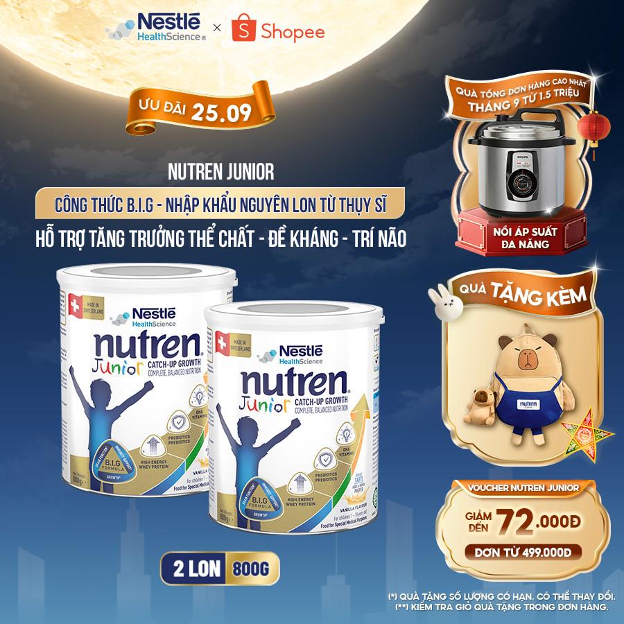 Bộ 2 Sữa Bột NESTLÉ NUTREN JUNIOR Thụy Sĩ Với Công Thức BIG Hỗ Trợ Tăng Trưởng Cho Bé 800G