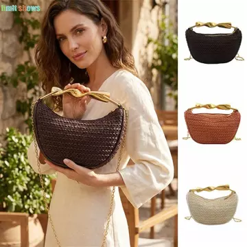 Women's Woven Straw Shoulder Bag – for Travel, White