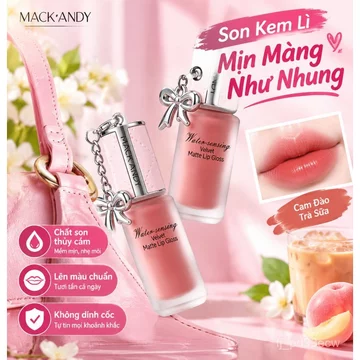 Son kem lì Mac Andy mịn nhẹ caramel hạnh đào trong suốt lên màu không dính