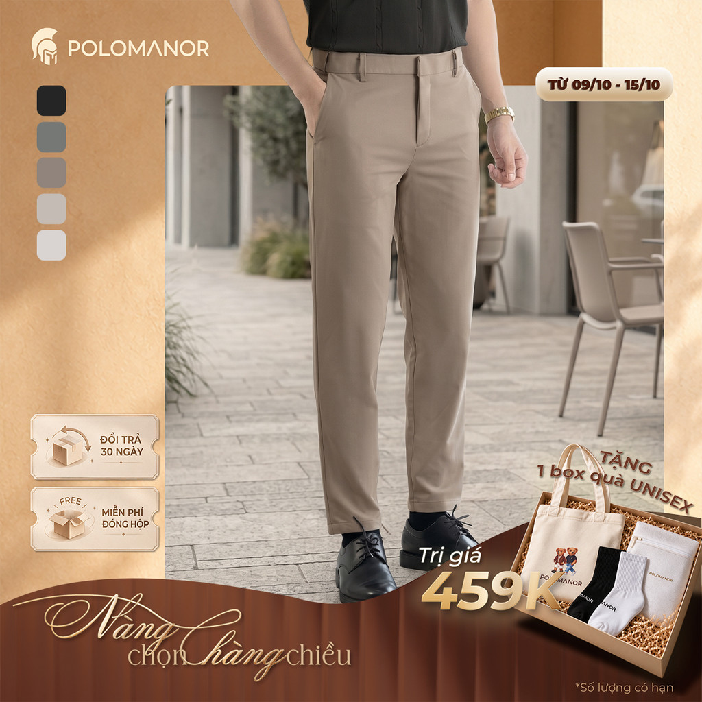 [BEST SELLER] Quần dài kaki nam SD, chất liệu Kaki gân Hàn Quốc chuẩn form tôn dáng sang trọng - POLOMANOR