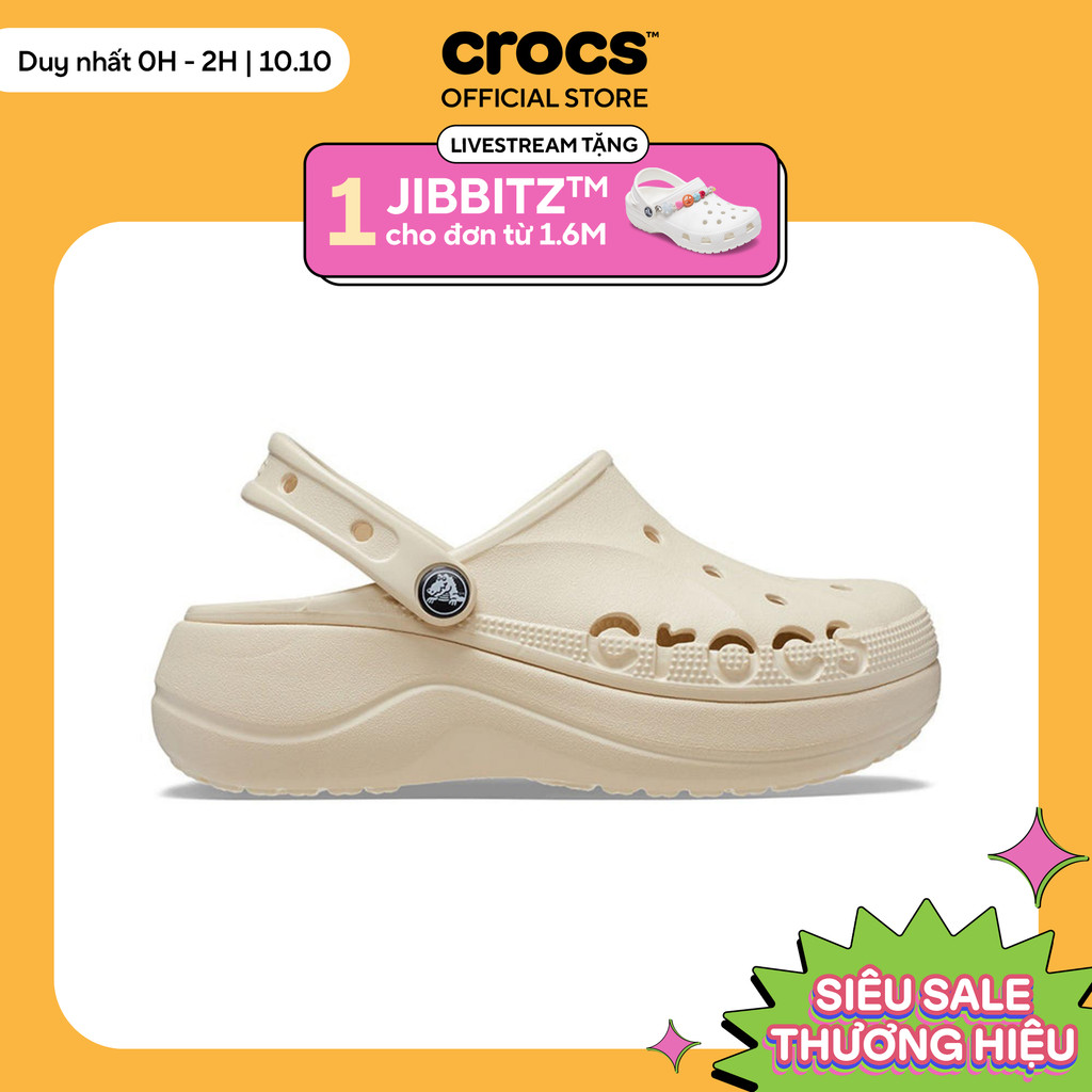 Giày Clog Nữ Crocs Baya Platform - Winter White - 208186-11S