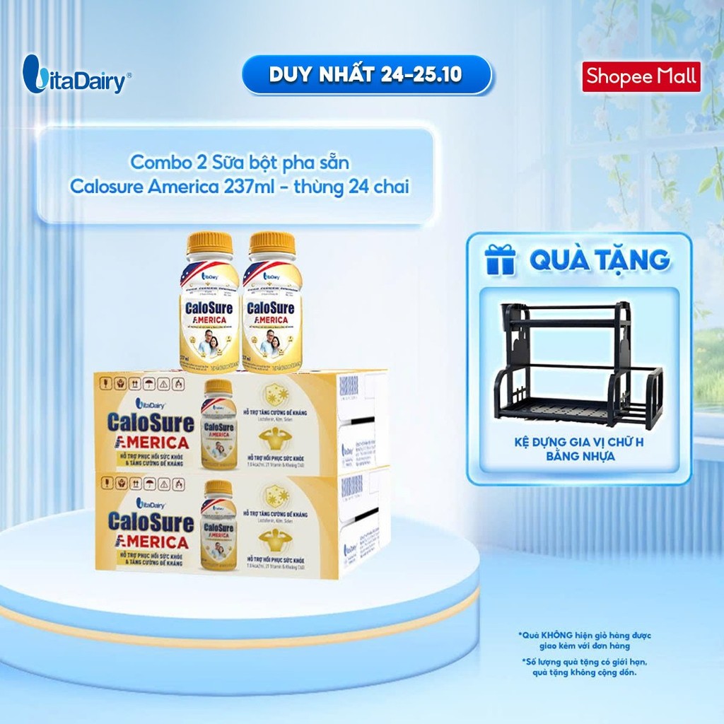 [COMBO 2 THÙNG 24 CHAI] Sữa bột pha sẵn Calosure America 237ml – Tiện lợi, bổ sung năng lượng