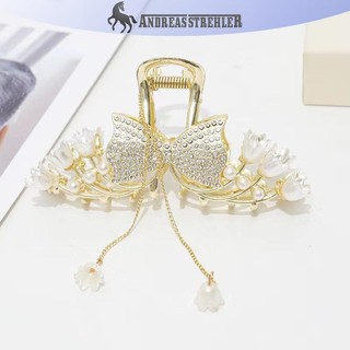 Onetimingfine Kim Cương Giả Ngọc Trai sel Vuốt Tóc Hoa Kẹp Tóc Cho Nữ Thanh Lịch Đuôi Ngựa Thời Trang Phụ Kiện Tóc VN