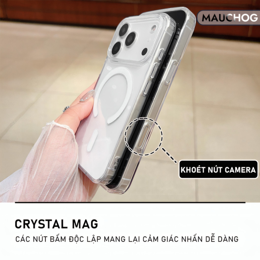 Ốp Lưng Trong Suốt Chống Sốc Hỗ Trợ Sạc Không Dây Cho Điện Thoại iPhone 17 Pro Max 16 15 14 13