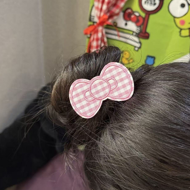 ❤️Love❤️Miếng dán tóc nữ kẻ sọc với nơ velcro ngọt ngào - Dụng cụ tiện lợi cho việc sắp xếp miếng dán trán
