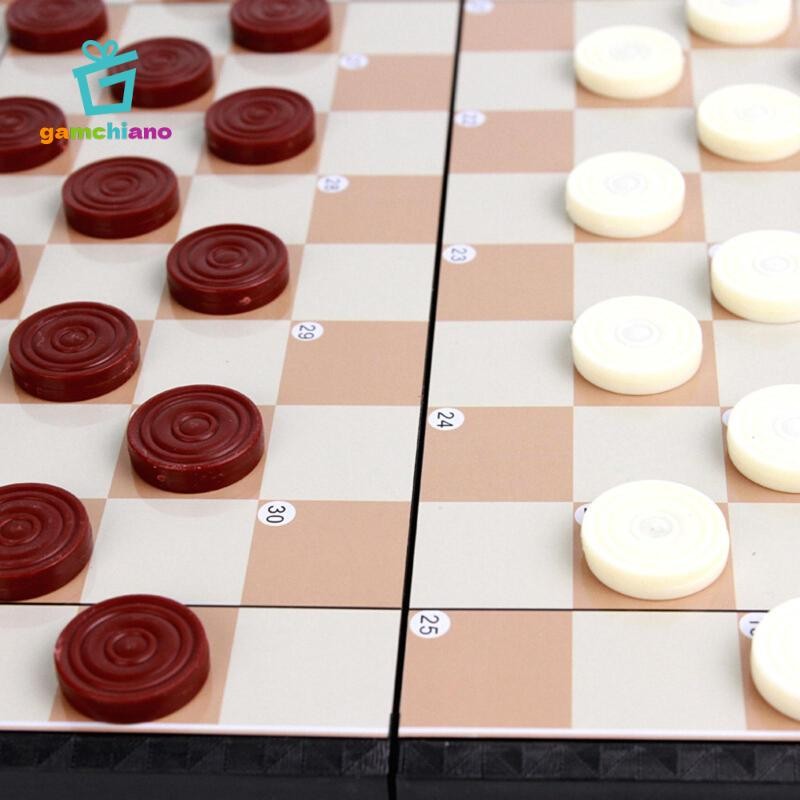 Gamchiano Checkers Board Game Set Từ Tính Truyền Thống Cổ Điển Gấp Nhựa Quốc Tế Cờ Cho Người Lớn Gia Đình Trẻ Em Đảng