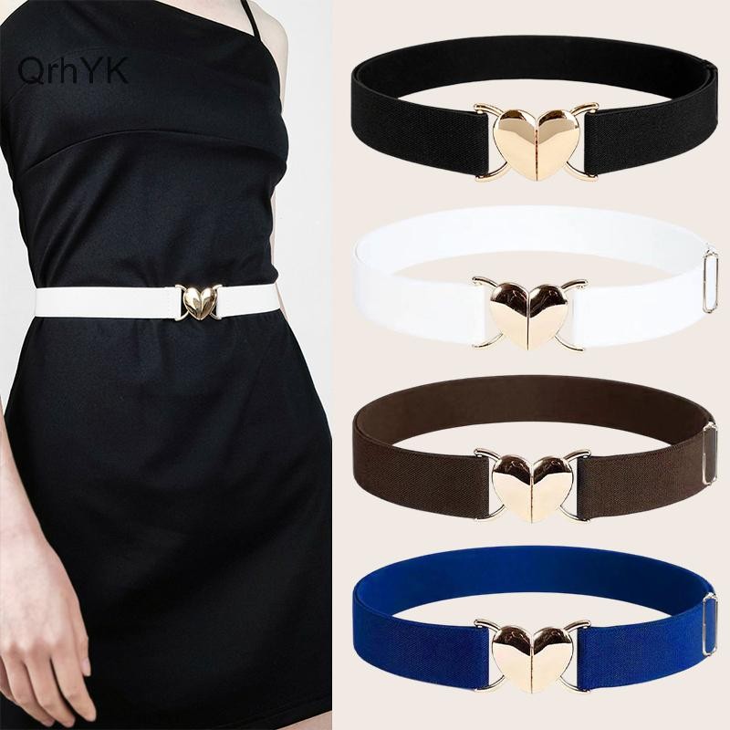 Thắt lưng bé gái co giãn có hình trái tim và khóa kim loại, phù hợp cho áo khoác
