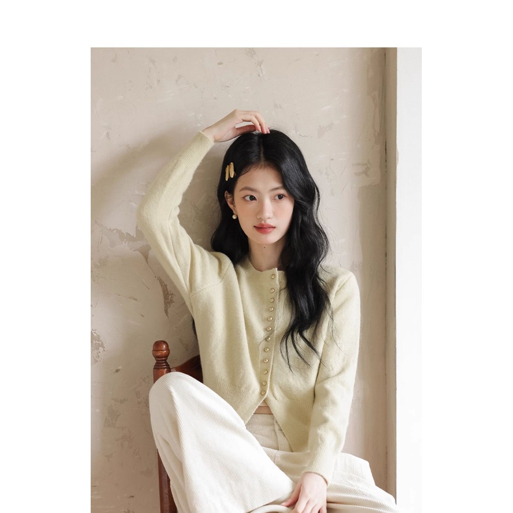 Mutu Retro Pháp Dệt Kim Cardigan Áo Len Nữ Mùa Xuân 2026 Thiết Kế Phong Cách Mới Niche Tính Khí Ngắn Top