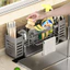 Kệ để đồ rửa chén gắn bồn rửa inox cao cấp, Giá đựng đồ rửa chén có ống cắm đũa muỗng tiện dụng