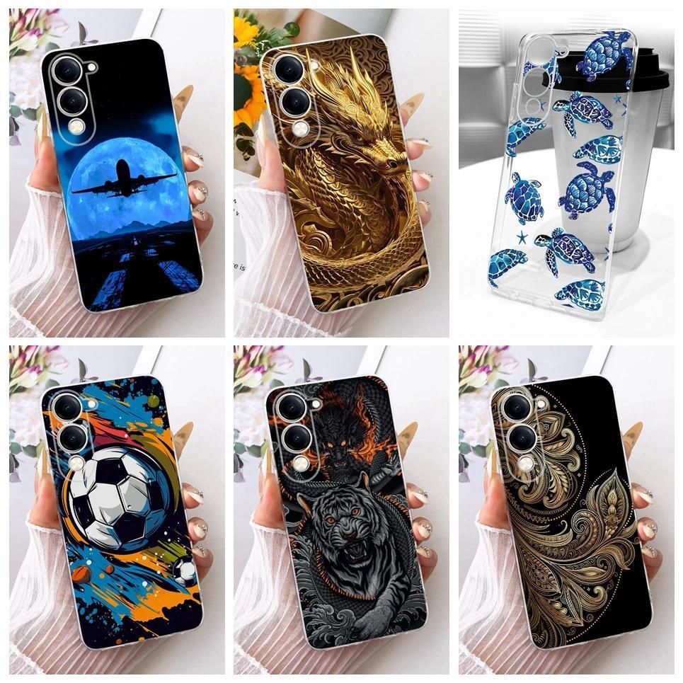 Ốp Cho Vivo Y04 4G Ốp Điện Thoại Vivo Y29s 5G Y19e Ấn Độ Ốp Lưng Hoạt Hình Dễ Thương Động Vật Rồng Mát Sư Tử Hổ Mềm Trong Suốt