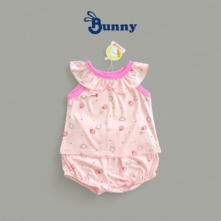 Bộ hè bé gái Bunny cổ bèo chất thun lạnh mềm mát thoáng khí size 4-15kg(2)