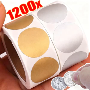 Nhãn cào tự dính để làm quà tặng, 300-1200 miếng dán bạc vàng tròn, Loại bỏ miễn phí cặn với hoàn thiện kim loại thanh lịch