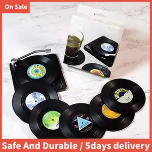 Bộ 6 đĩa CD cổ điển Đế lót ly Vinyl dành cho những người yêu âm nhạc Phong cách 2