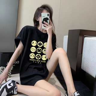 HIIXIIVI [2026 CNY Tết Nguyên Đán] Áo thun Cotton tay ngắn Oversize Người phụ nữ Baggy dáng rộng Top nữ độc đáo Ootd Lives Horse CNY Năm T024