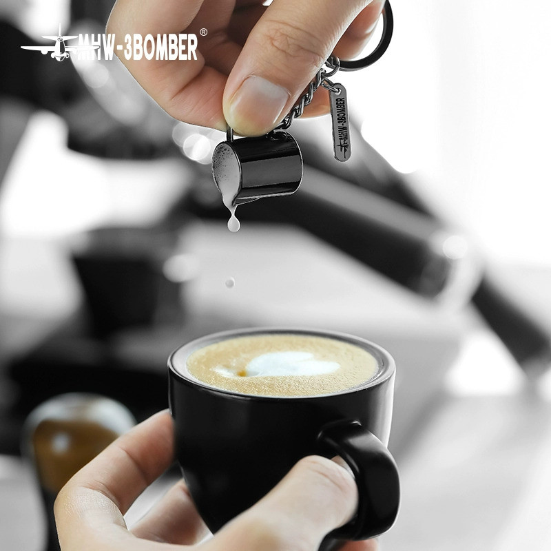 Cà Phê Móc Khóa Người Cà Phê Hàng Hóa Mini Kéo Hoa Xi Lanh Nhấp Nháy Bột Búa Tay Cầm Máy Bay Ném Bom MHW Mặt Dây Chuyền Kỷ Niệm
