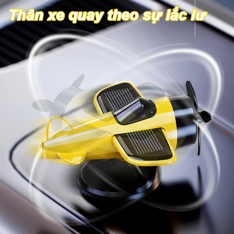 Trang trí ô tô năng lượng mặt trời – Máy bay chiến đấu, cánh quạt quay theo ánh sáng, chất liệu ABS bền đẹp