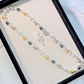 N1133 Vòng Cổ, Dây Chuyền, Mix Ngọc Nhân Tạo Kem Đen Trắng Vàng Dài 80cm Khoá Cao Cấp - DAISYN.