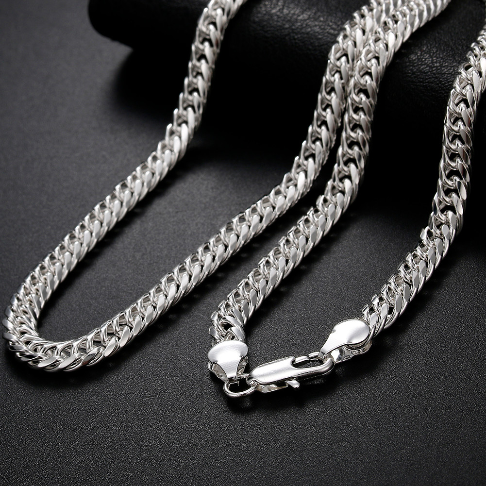 Dây chuyền bạc 925 chiều rộng 6mm, phù hợp nữ giới, trang sức tiệc cưới thời trang