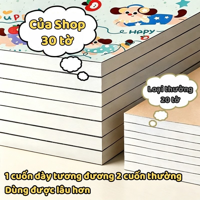 Vở vẽ đóng gáy keo sổ vẽ tranh giấy dày A4 xé rời mượt mà hoạt hình ngộ nghĩnh bền chắc xinh
