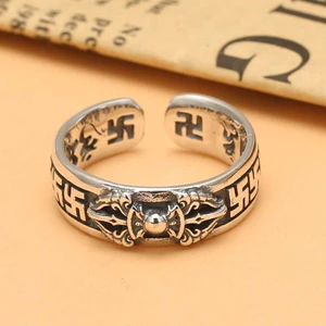 Nhẫn vajra cổ điển, unisex, có thể điều chỉnh mở, nhẫn độc đáo hợp thời trang phong cách dân tộc