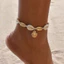 Vòng chân bện thủ công Bohemian Shell dành cho nữ Phong cách kỳ nghỉ đi biển với mặt dây chuyền vàng quyến rũ