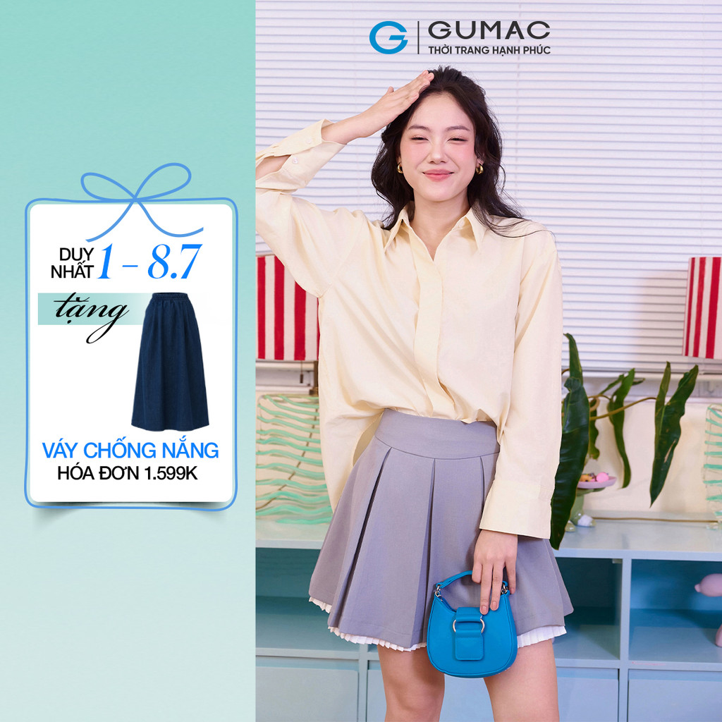 Áo sơ mi nữ Gmorning - GUMAC form rộng thoải mái phối nẹp giữa  YAF11019