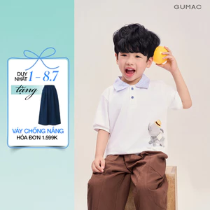 Áo Polo Bé Trai GUMAC Tay Ngắn In Hình Con Voi Cotton 2C Mềm Mát Dễ Thương APKG04088
