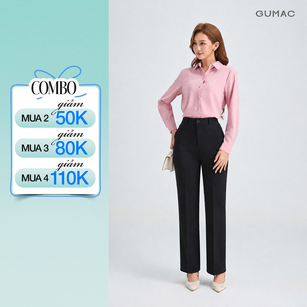 Quần Tây Nữ GUMAC Ống Suông Công Sở Thiết Kế Tối Giản Thanh Lịch Thời Trang LQG05071