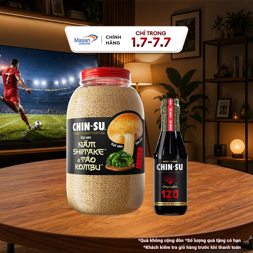 Combo 1 Hạt nêm Nấm Kombu + 1 Nước tương CHIN-SU ủ tự nhiên 120 ngày 300ml